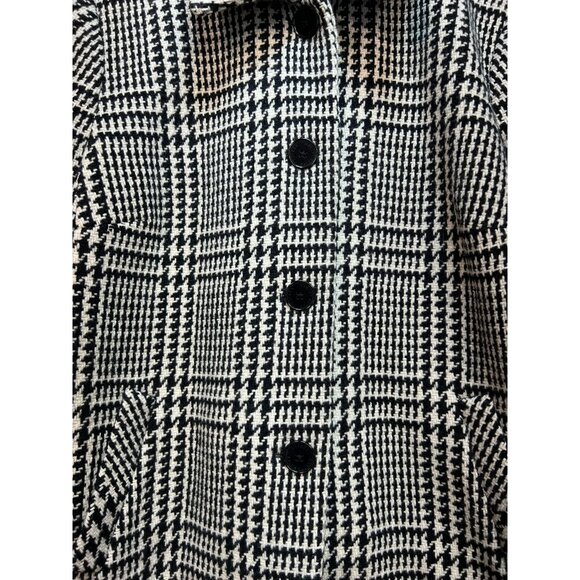 Lauren Ralph Lauren Women's Wool Coat Size 16W Black White Houndstooth Plaid - Picture 8 of 12